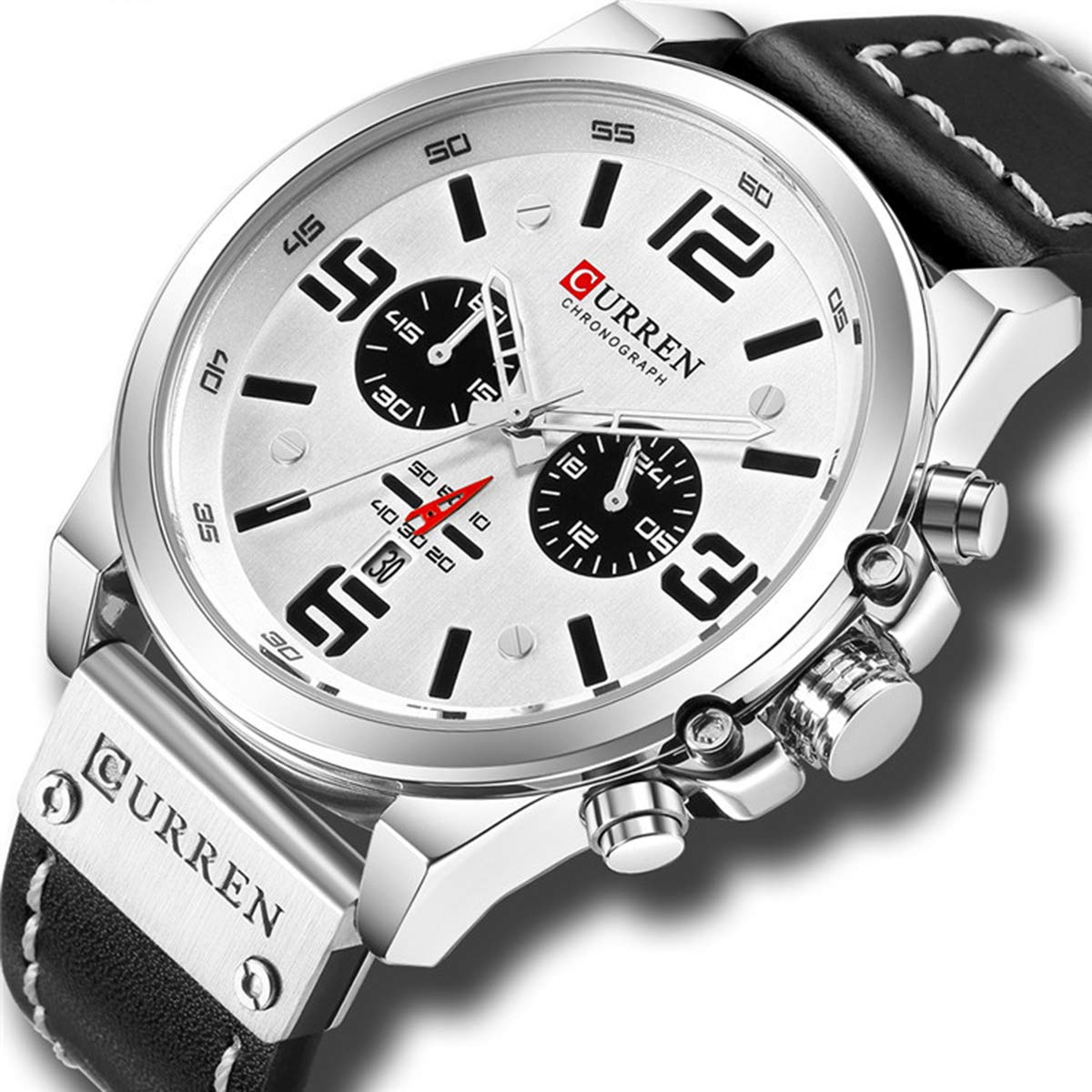 Foto 3 pulgar | Venta Internacional - Reloj Mastop Para Hombre, Resistente Al Agua, 30 M, Con Correa De Piel Y Funda De 45 Mm