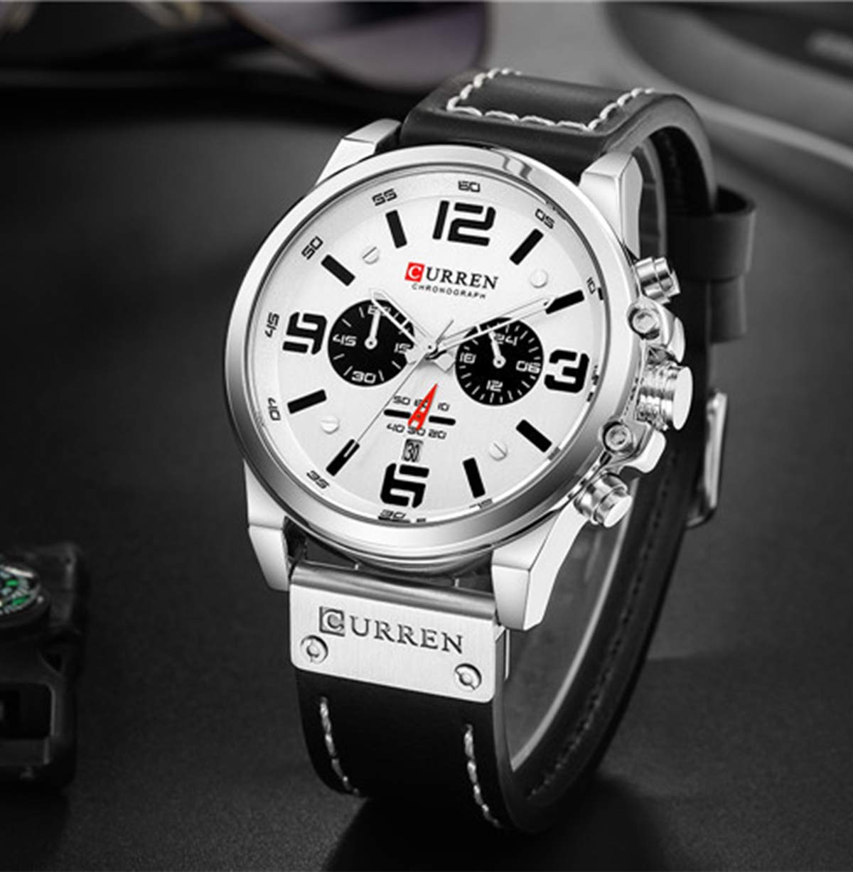 Foto 5 pulgar | Venta Internacional - Reloj Mastop Para Hombre, Resistente Al Agua, 30 M, Con Correa De Piel Y Funda De 45 Mm