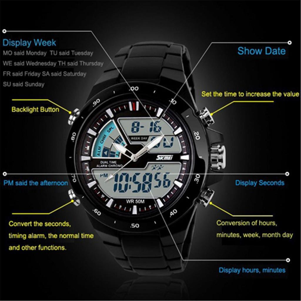 Foto 8 pulgar | Venta Internacional - Reloj Deportivo Skmei Con Doble Zona Horaria Analógico-digital Para Hombre