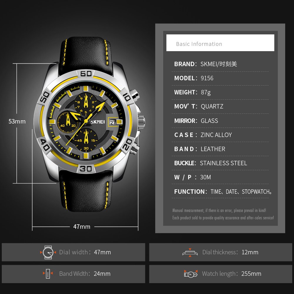 Foto 4 pulgar | Venta Internacional - Reloj De Pulsera Skmei Chronograph Date 30 M De Piel Impermeable Para