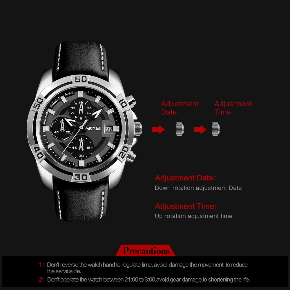 Foto 6 pulgar | Venta Internacional - Reloj De Pulsera Skmei Chronograph Date 30 M De Piel Impermeable Para