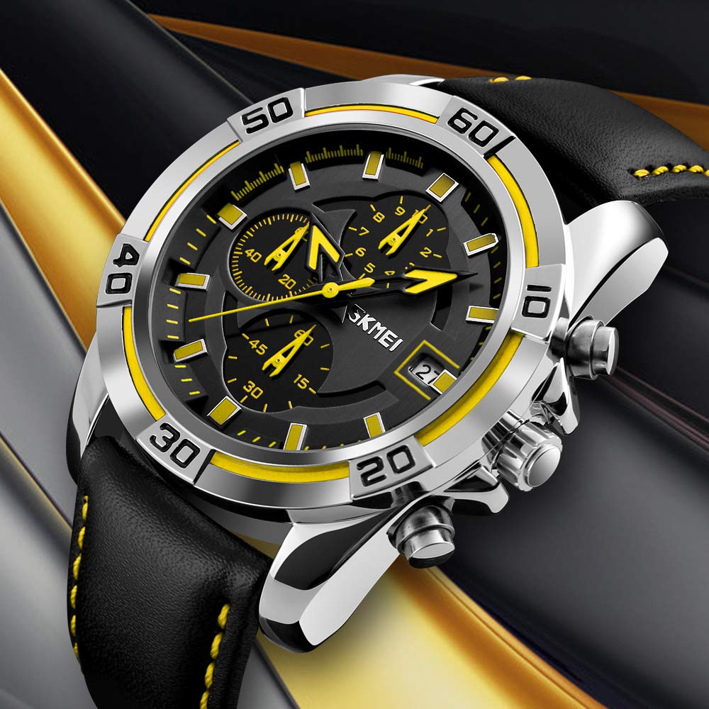 Foto 8 pulgar | Venta Internacional - Reloj De Pulsera Skmei Chronograph Date 30 M De Piel Impermeable Para