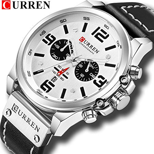 Foto 3 pulgar | Venta Internacional - Reloj Curren White Chronograph Fashion Trend, 3 Bar, De Resina Acuosa