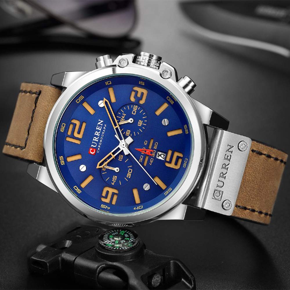 Foto 5 pulgar | Venta Internacional - Mira El Cronógrafo Azul Curren, Tendencia De Moda Para Hombre