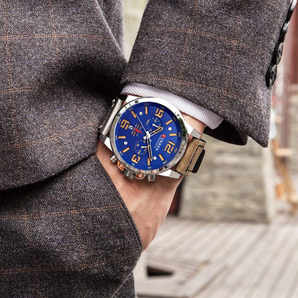 Foto 7 pulgar | Venta Internacional - Mira El Cronógrafo Azul Curren, Tendencia De Moda Para Hombre