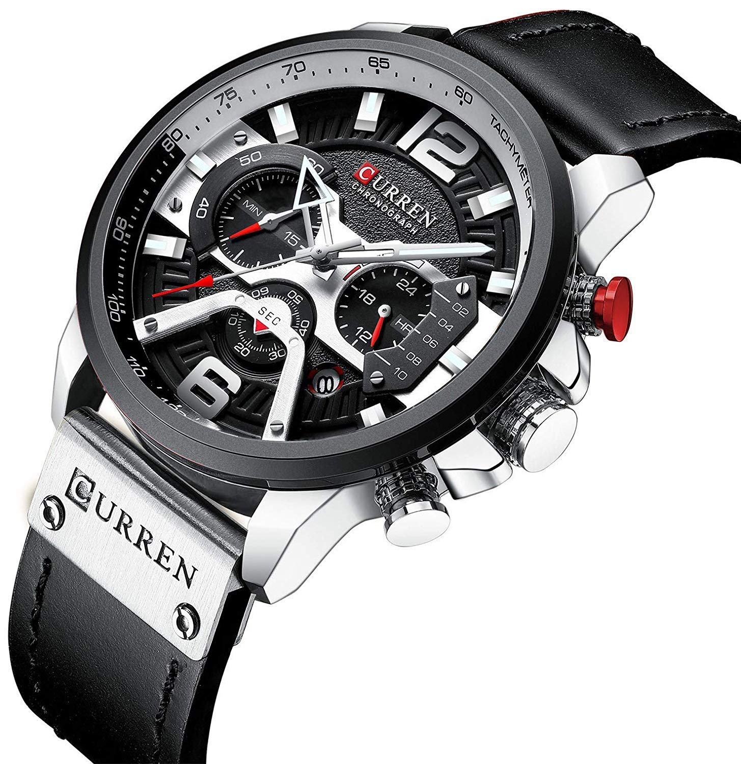 Foto 3 pulgar | Venta Internacional - Reloj Holuns Con Cronógrafo Integral De Piel Para Hombre, Color Rojo