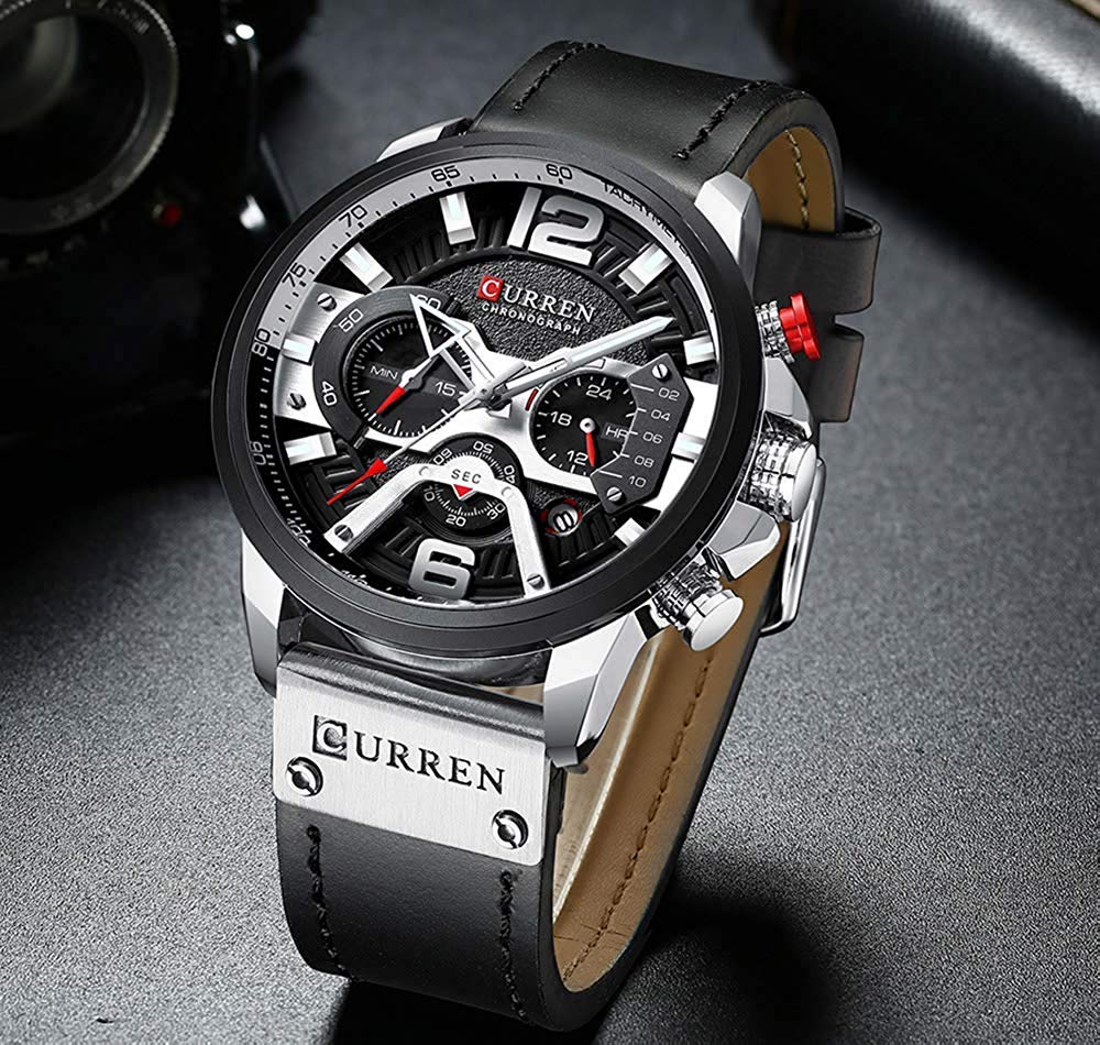 Foto 4 pulgar | Venta Internacional - Reloj Holuns Con Cronógrafo Integral De Piel Para Hombre, Color Rojo
