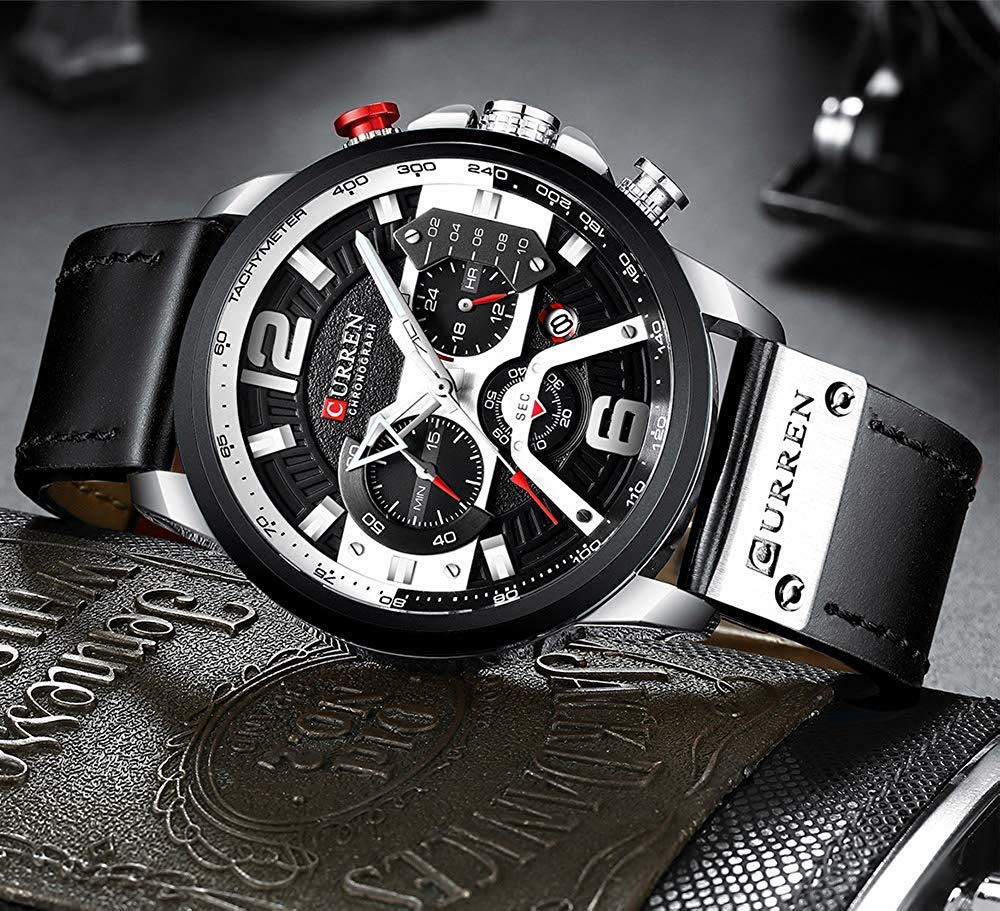 Foto 5 pulgar | Venta Internacional - Reloj Holuns Con Cronógrafo Integral De Piel Para Hombre, Color Rojo