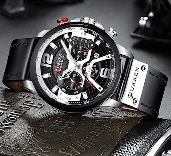 Foto 4 | Venta Internacional - Reloj Holuns Con Cronógrafo Integral De Piel Para Hombre, Color Rojo