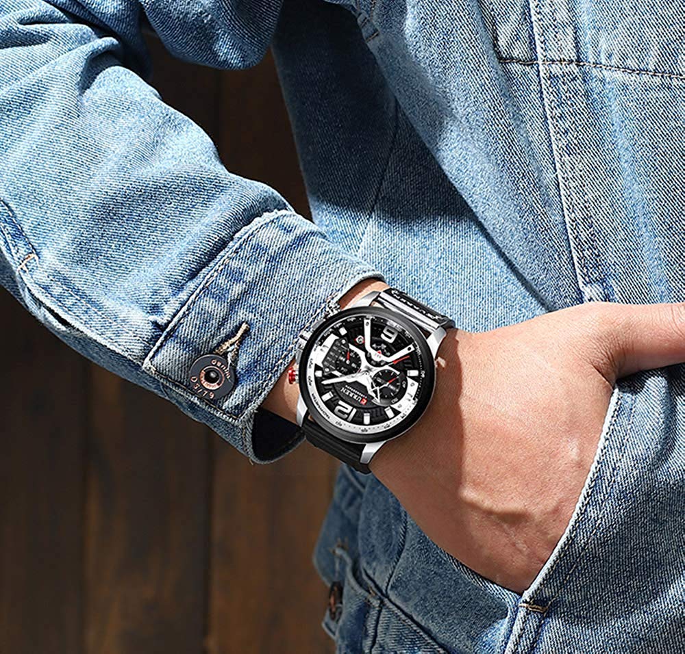 Foto 6 pulgar | Venta Internacional - Reloj Holuns Con Cronógrafo Integral De Piel Para Hombre, Color Rojo
