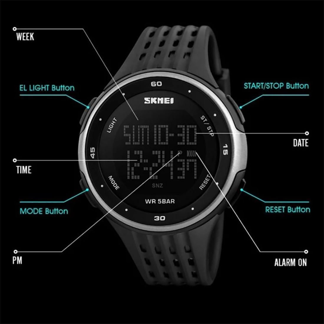Foto 5 pulgar | Venta Internacional - Reloj Deportivo Skmei Military 50m Impermeable Digital Led