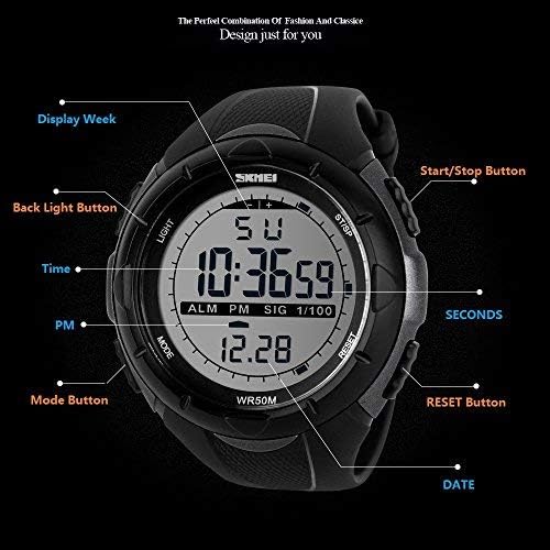 Foto 5 pulgar | Venta Internacional - Reloj Cronógrafo Skmei Para Hombre, Deportes De Escalada, Alarma, Resistente Al Agua