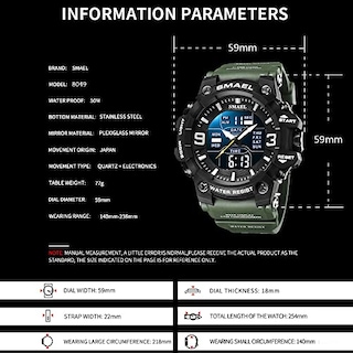 Foto 5 | Venta Internacional - Reloj Smael Cronómetro Deportivo Militar Multifunción para Hombre