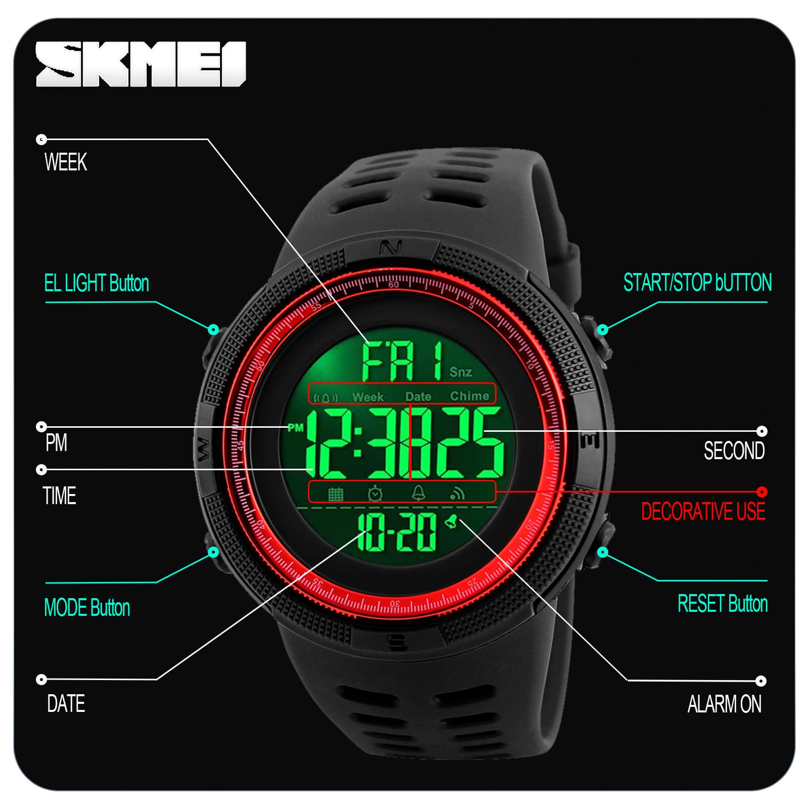 Foto 6 pulgar | Venta Internacional - Reloj Deportivo Digital Led Skmei Resistente al Agua 50 m para Hombre
