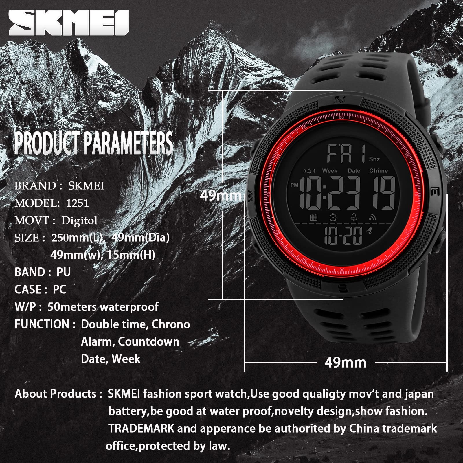 Foto 7 pulgar | Venta Internacional - Reloj Deportivo Digital Led Skmei Resistente al Agua 50 m para Hombre