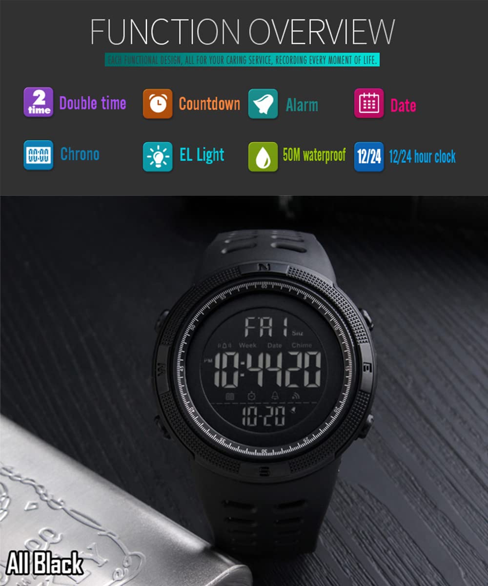 Foto 3 pulgar | Venta Internacional - Reloj Pasnew Con Pantalla Grande Para Hombre, Resistente Al Agua, 50 M, Con Alarma