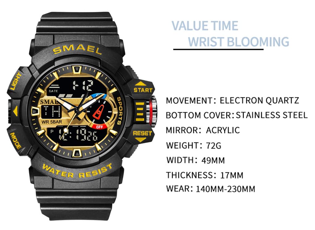 Foto 6 pulgar | Venta Internacional - Reloj Deportivo Carlien Para Hombre, Led, Cuarzo, Doble Pantalla, 50 M, Color Agua Rojo