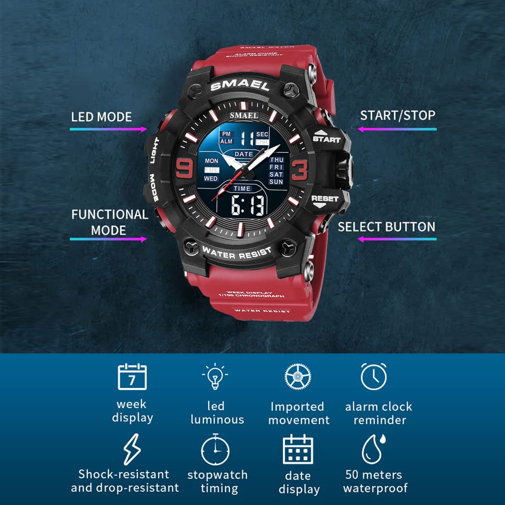 Foto 6 pulgar | Venta Internacional - Reloj Deportivo Smael Militar, Impermeable, Digital, Analógico, Led Ala