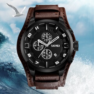 Foto 5 | Venta Internacional - Reloj Carlien Classic Leather Para Hombre Con Calendario Y Cronómetro