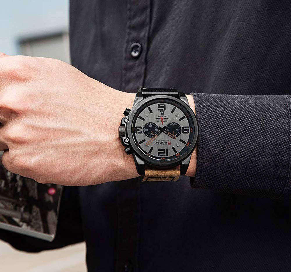 Foto 6 pulgar | Venta Internacional - Reloj Gosasa, Cronógrafo Deportivo, Cuarzo, Cuero Marrón, Para Hombre