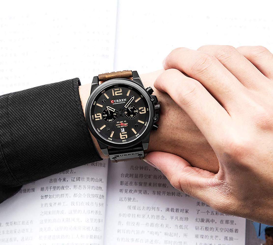 Foto 7 pulgar | Venta Internacional - Reloj Gosasa, Cronógrafo Deportivo, Cuarzo, Cuero Marrón, Para Hombre