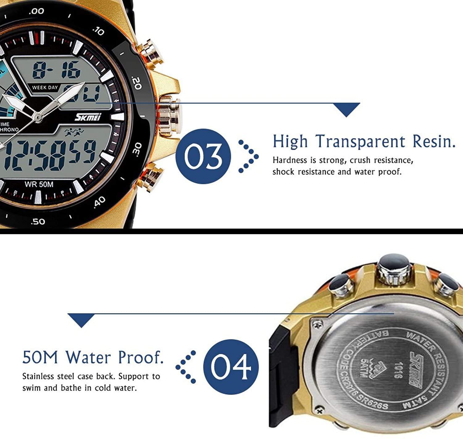 Foto 4 | Venta Internacional - Reloj Digital Carrie Hughes Para Hombre, Resistente Al Agua, 50 M, Con Diámetro Grande