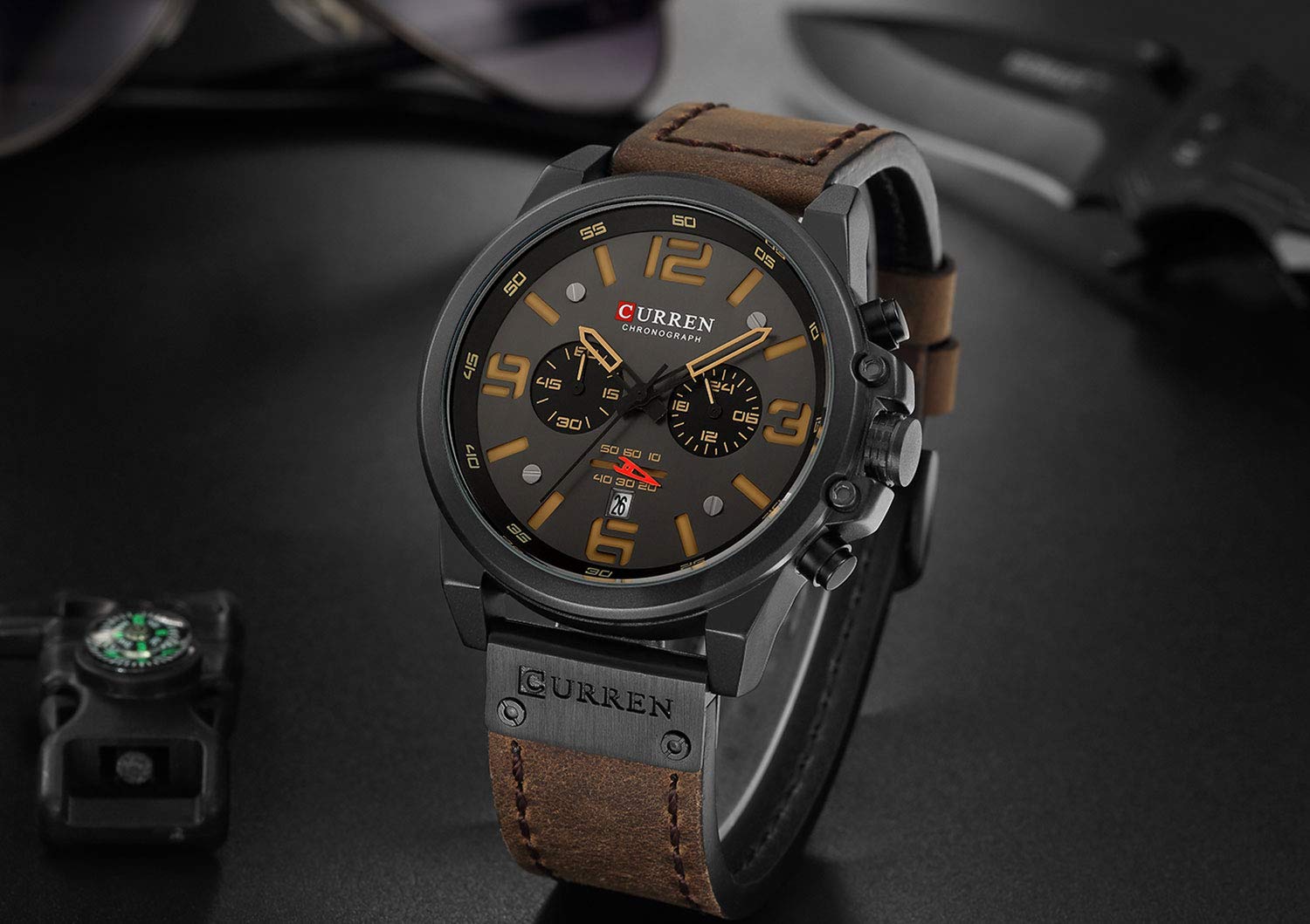 Foto 3 | Venta Internacional - Reloj De Pulsera Caowtan Military Para Hombre Con Correa De Piel Analógica