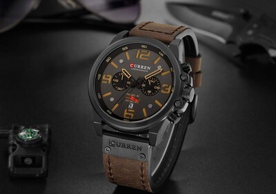 Foto 3 | Venta Internacional - Reloj De Pulsera Caowtan Military Para Hombre Con Correa De Piel Analógica