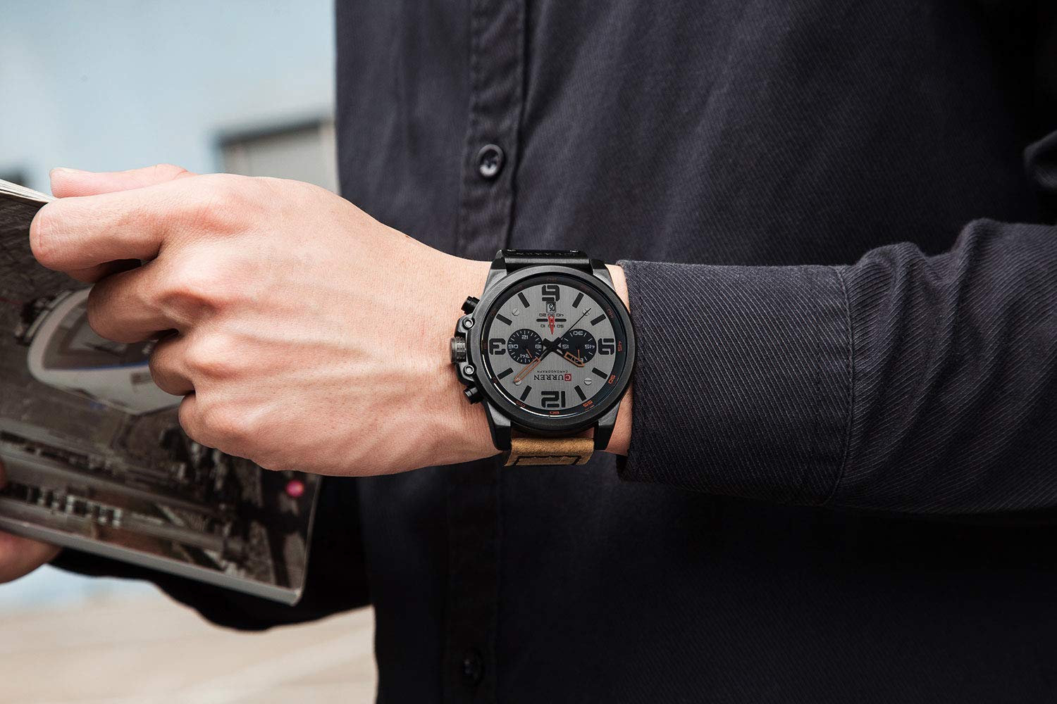 Foto 7 | Venta Internacional - Reloj De Pulsera Caowtan Military Para Hombre Con Correa De Piel Analógica