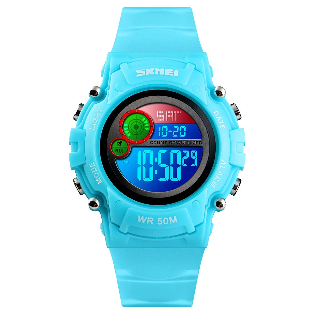 Venta Internacional - Reloj Led Digital Impermeable Iwoch Para Niños De 5 A 12 Años, Color Cian