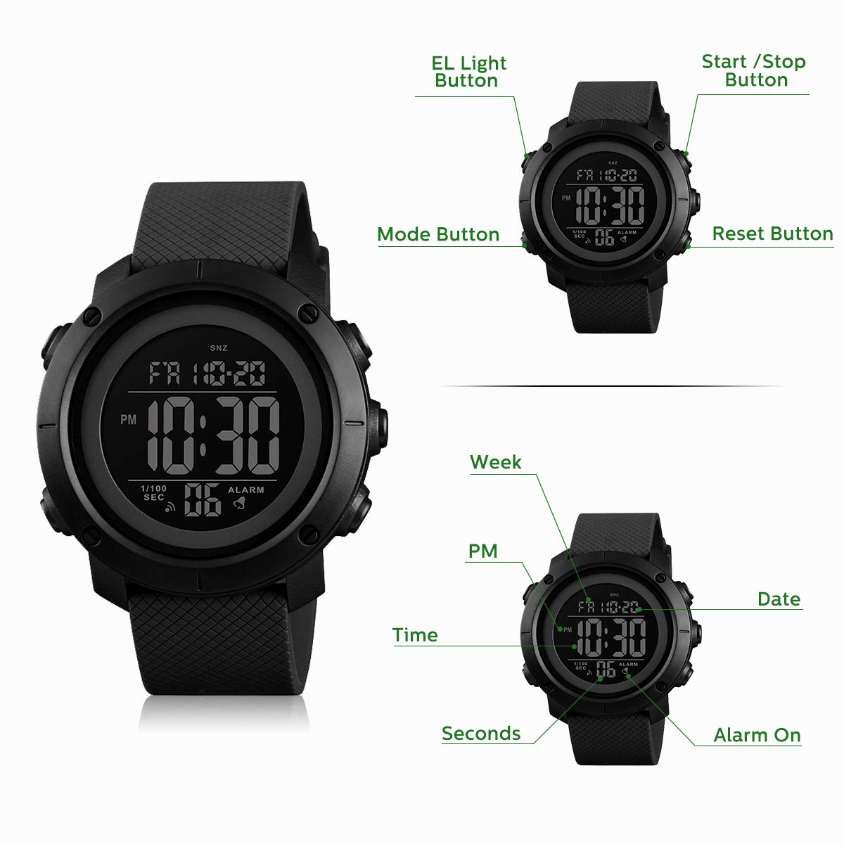 Foto 2 | Venta Internacional - Reloj Deportivo Digital L Lavaredo Para Hombre, Resistente Al Agua Hasta 5 Atm