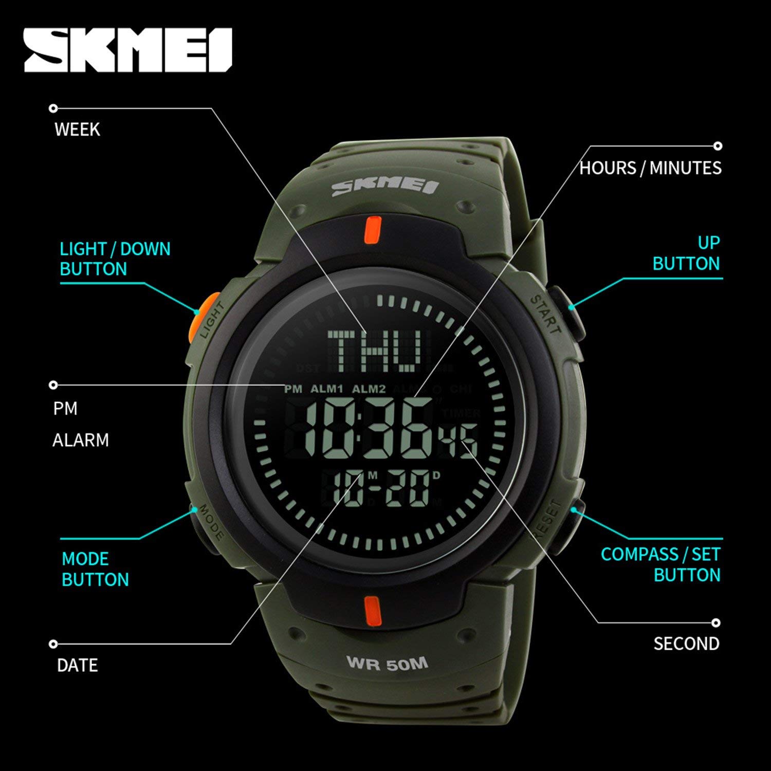 Foto 8 pulgar | Venta Internacional - Reloj Digital Gosasa Para Hombre, Deportivo Militar, Con Brújula, 50 M