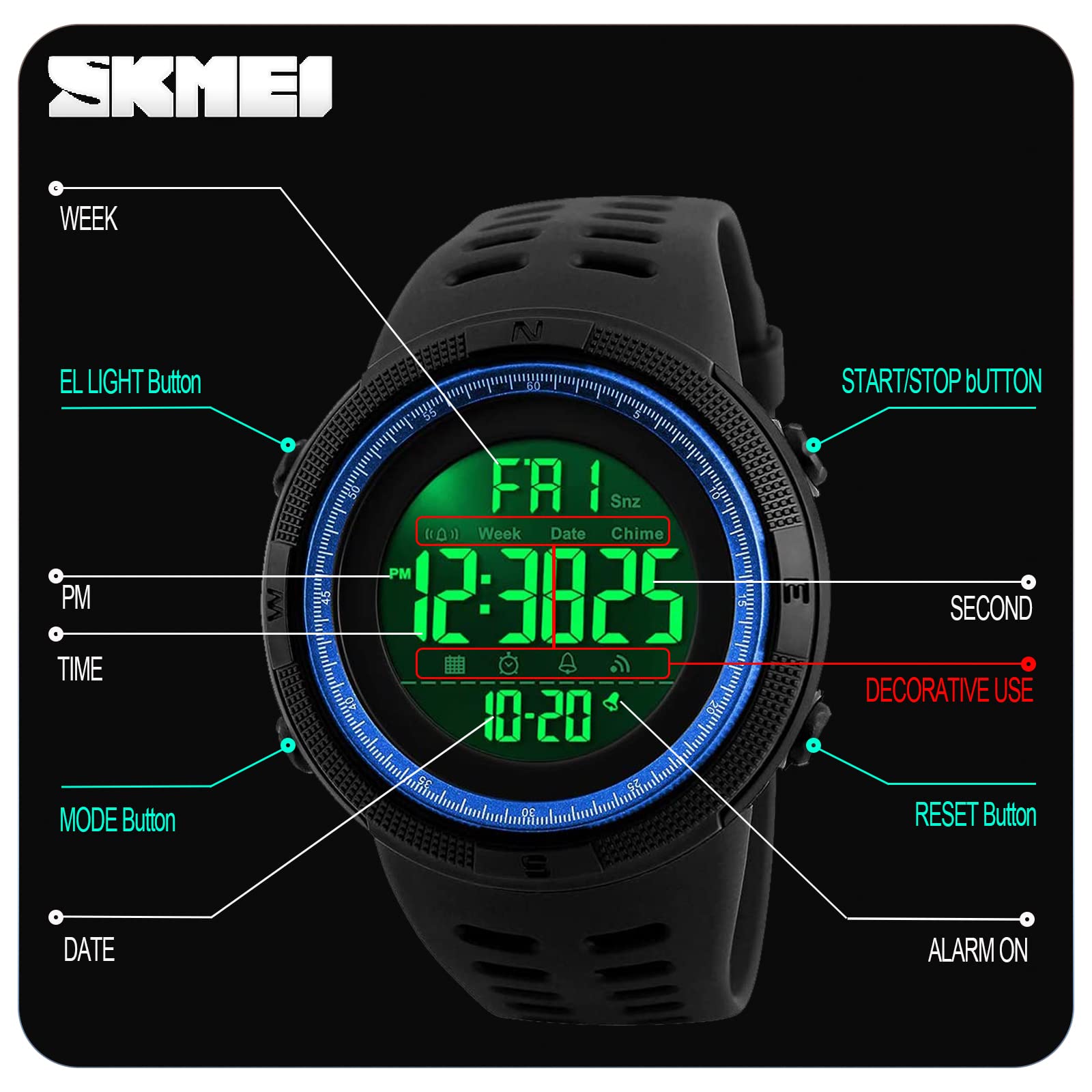 Foto 6 pulgar | Venta Internacional - Reloj Deportivo Digital Led Skmei Resistente Al Agua 50 M para Hombre