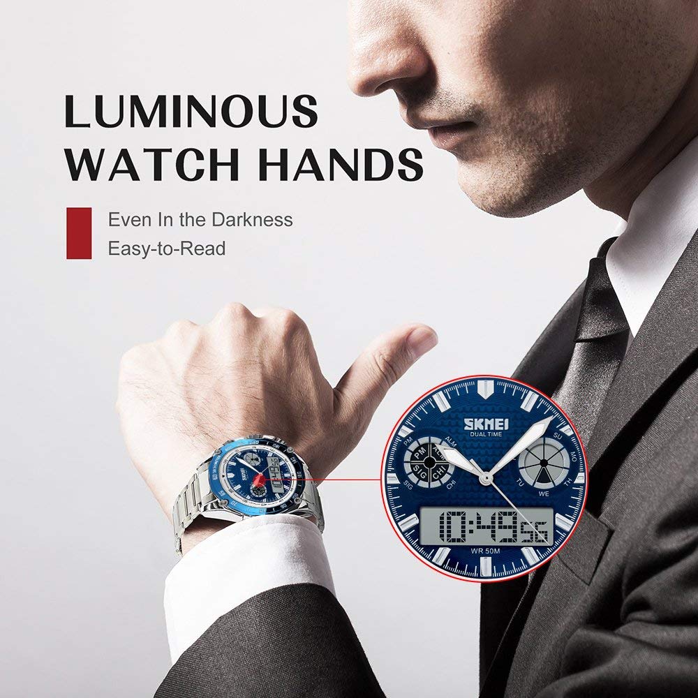Foto 4 pulgar | Venta Internacional - Reloj Analógico De Cuarzo Skmei 1204 Para Hombre, Acero Inoxidable, 30 M