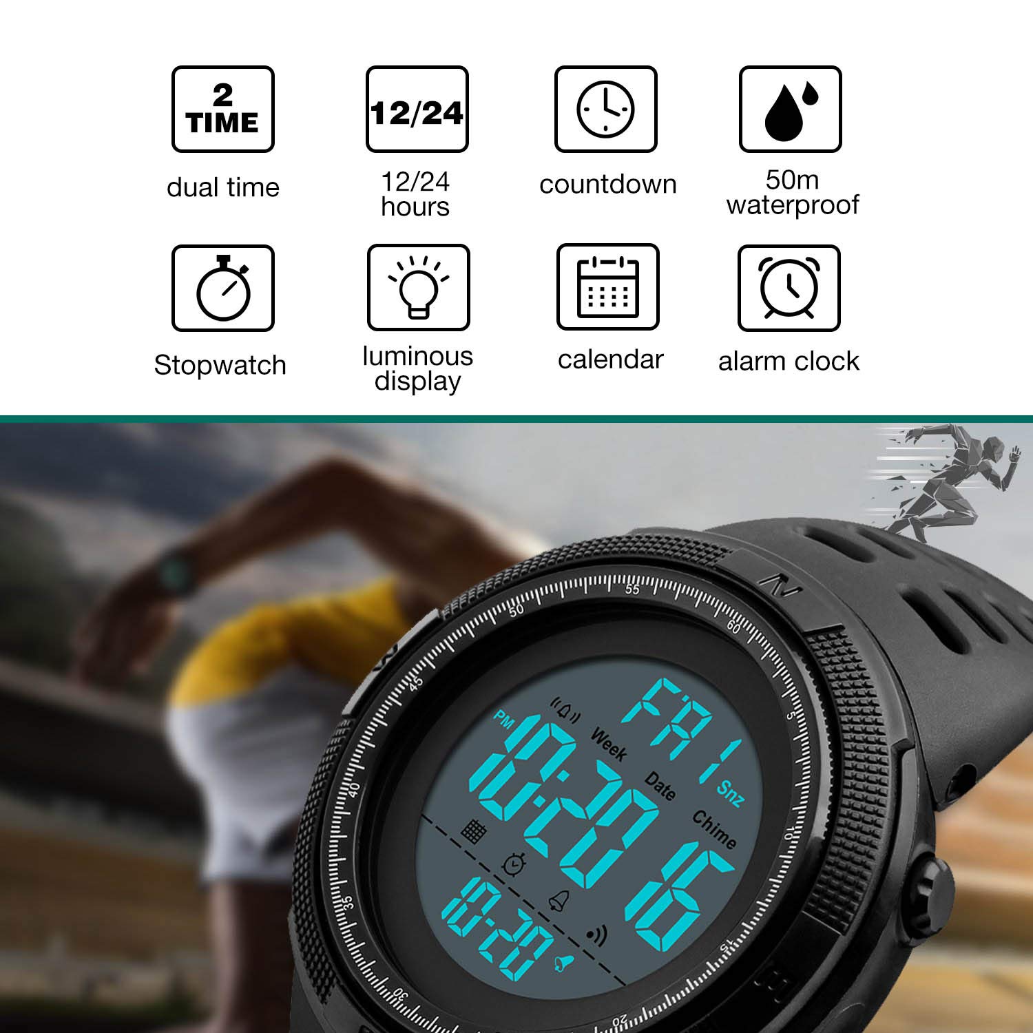 Foto 7 pulgar | Venta Internacional - Reloj Deportivo Digital Kavie Kavie Para Hombre, Militar, Impermeable