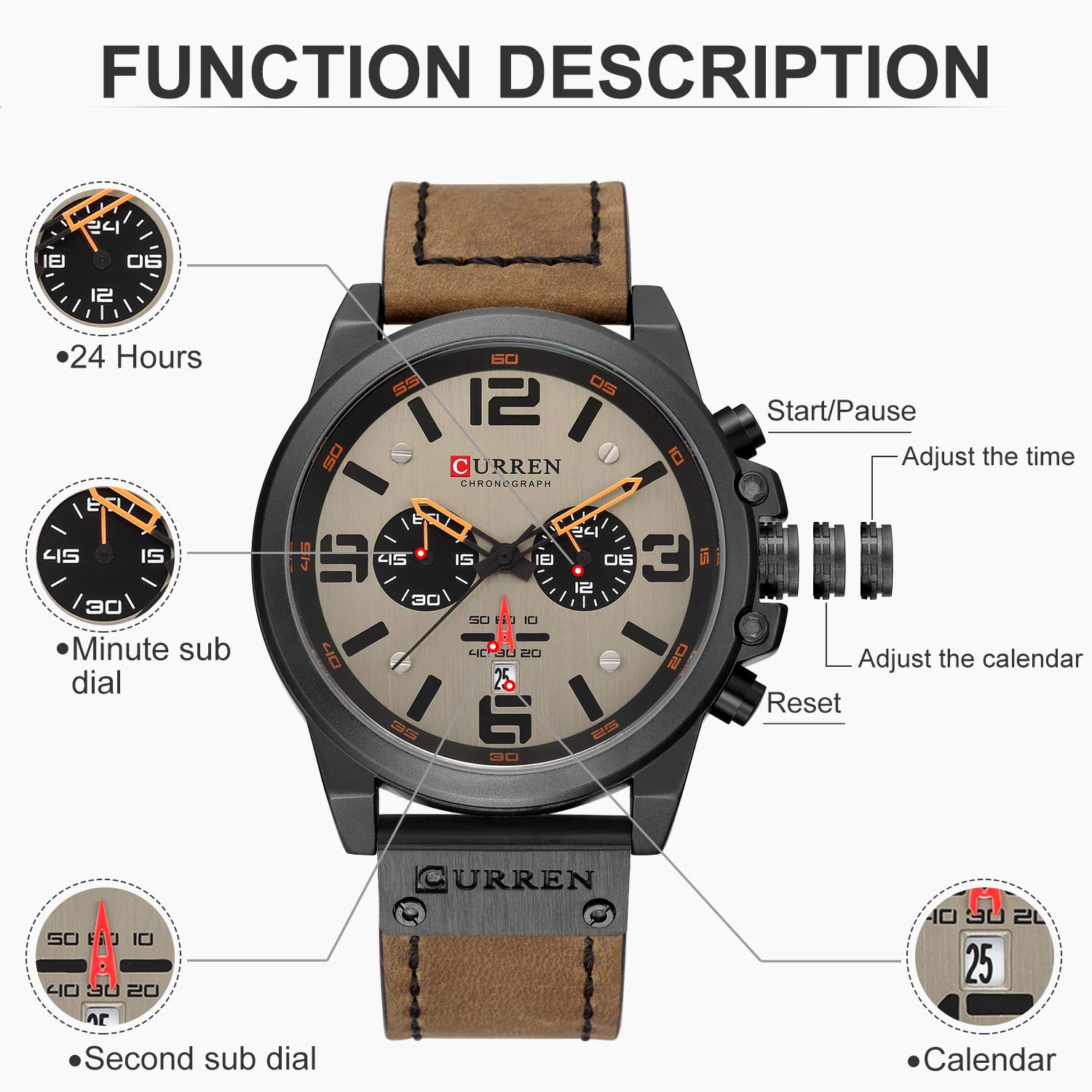 Foto 5 pulgar | Venta Internacional - Reloj Timewheel Para Hombre, A La Moda Militar, Impermeable, Marrón