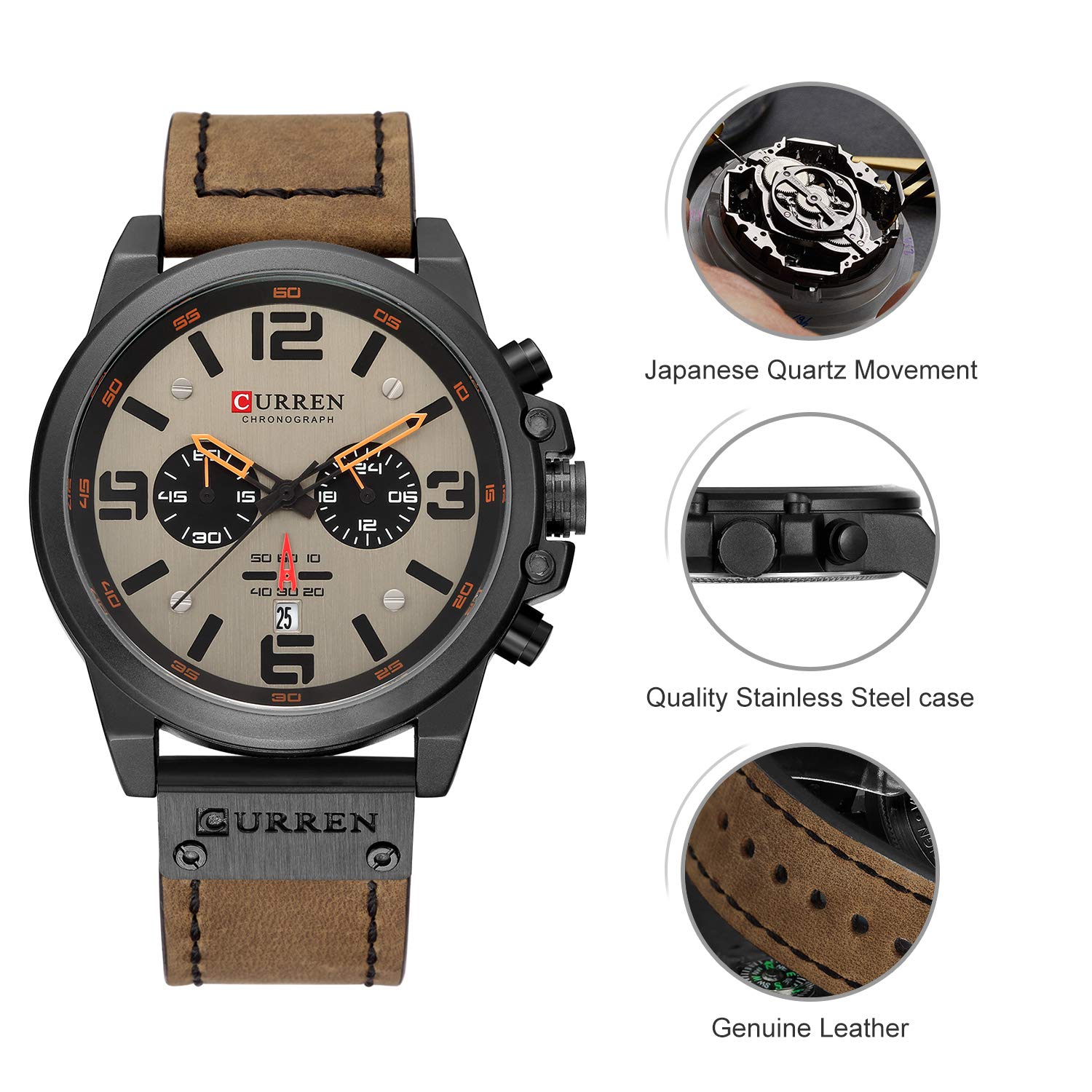 Foto 6 pulgar | Venta Internacional - Reloj Timewheel Para Hombre, A La Moda Militar, Impermeable, Marrón