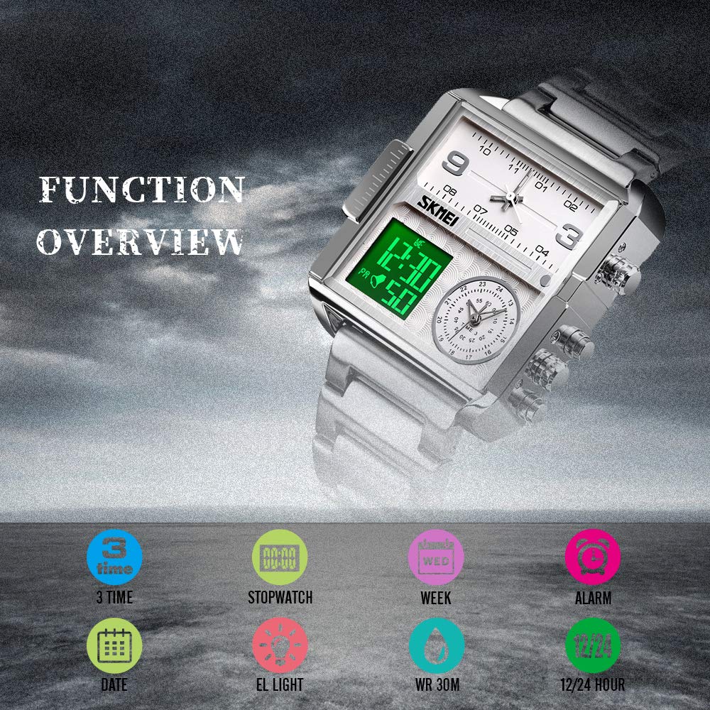 Foto 5 pulgar | Venta Internacional - Reloj Skmei, Correa Digital De Cuero Militar Impermeable Para Hombre