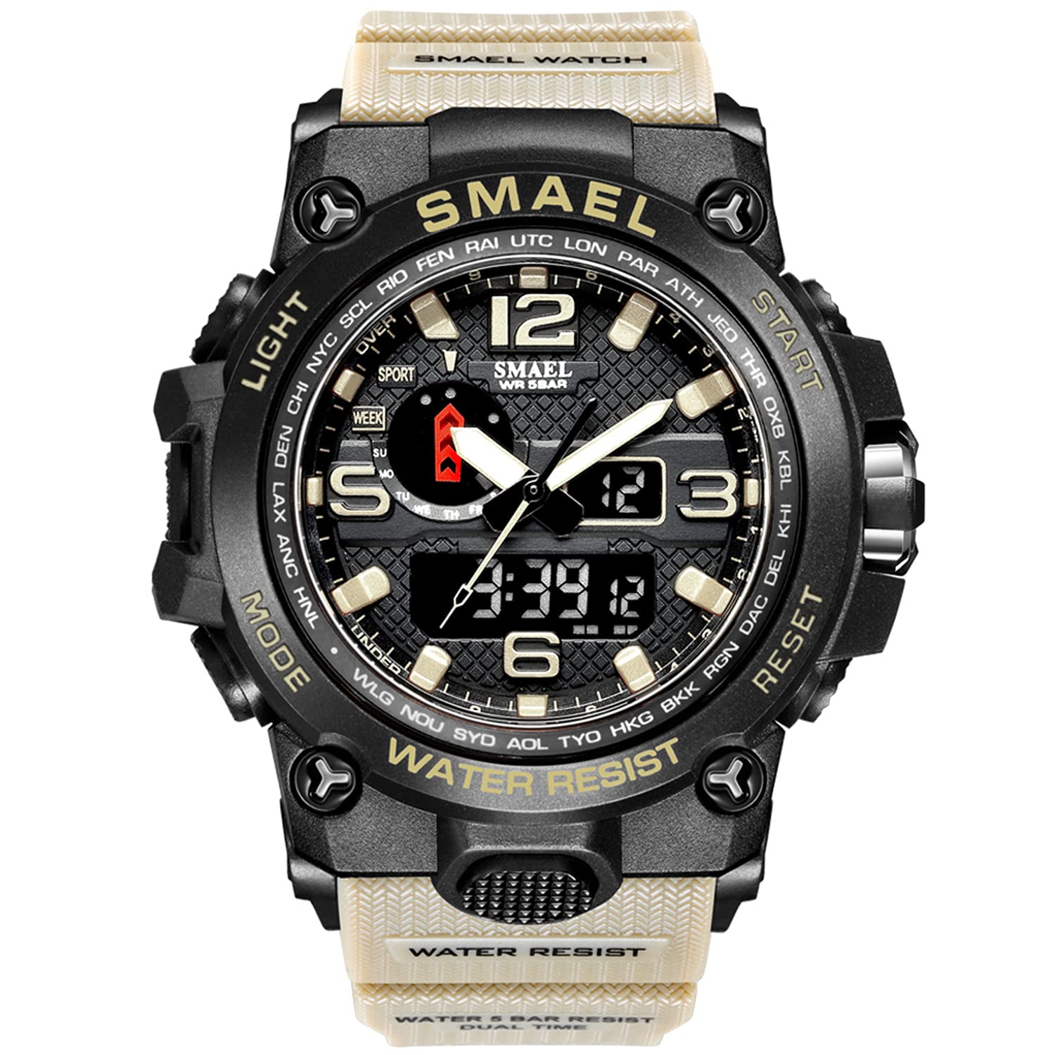 Venta Internacional - Reloj De Pulsera Smael 1545d Impermeable De 50 M Con Doble Pantalla Para Hombre