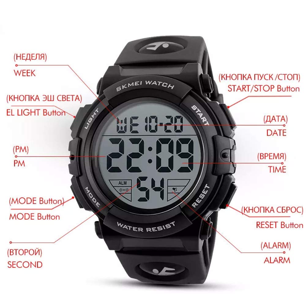 Foto 4 pulgar | Venta Internacional - Reloj Fanmis Big Face Digital Sports Para Hombre, 50 M, Resistente Al Agua