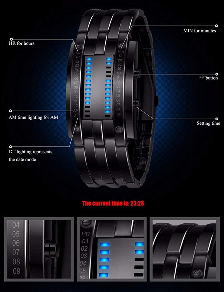 Foto 4 pulgar | Venta Internacional - Reloj Aimes Binary Lava Matrix Blue Led Digital Para Hombre