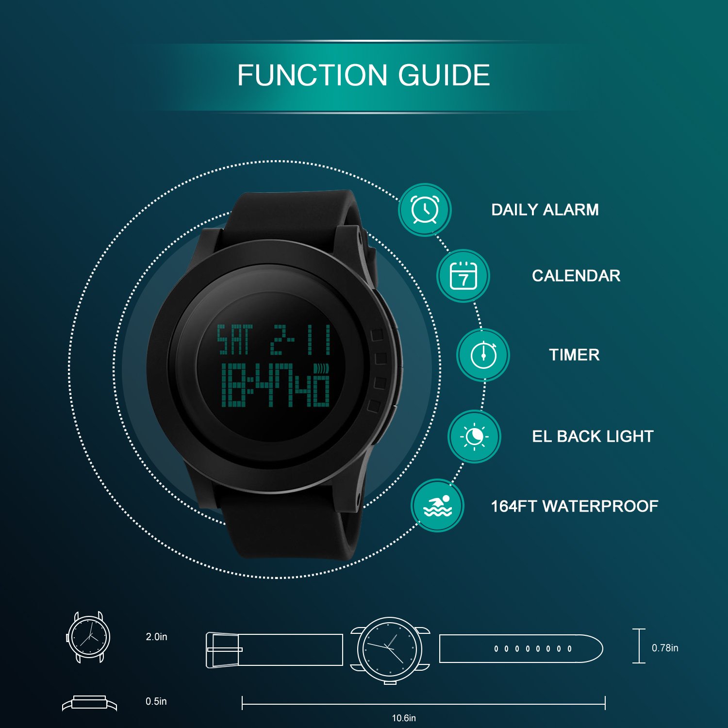 Foto 3 | Venta Internacional - Reloj Carful Digital Sport Para Hombre Con Retroiluminación Impermeable