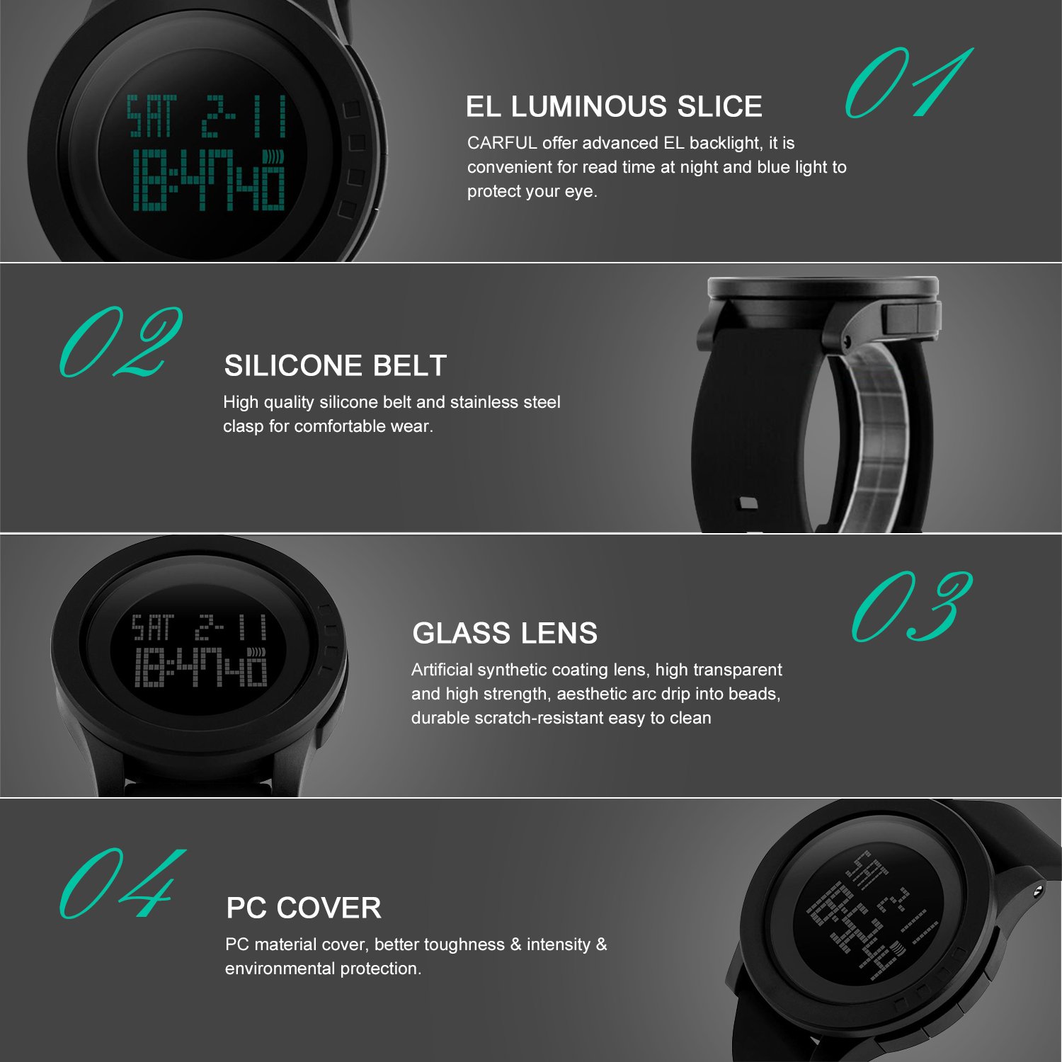 Foto 4 | Venta Internacional - Reloj Carful Digital Sport Para Hombre Con Retroiluminación Impermeable