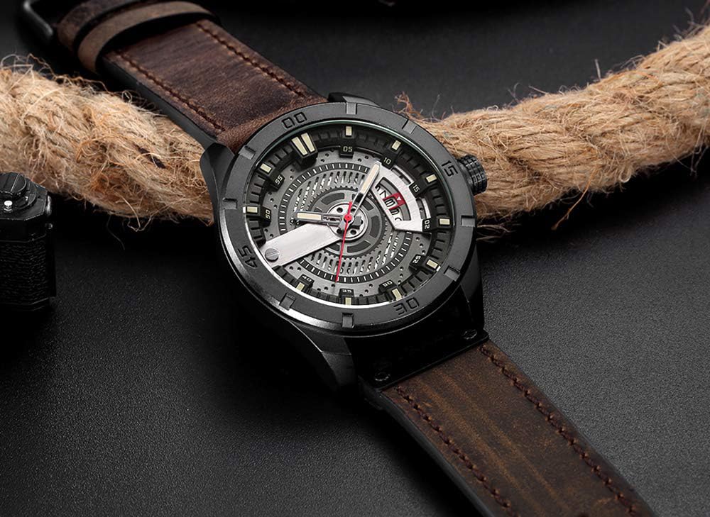 Foto 4 | Venta Internacional - Reloj Fanmis, Correa De Piel Para Hombre, Chapada En Negro, 30 M, Resistente Al Agua
