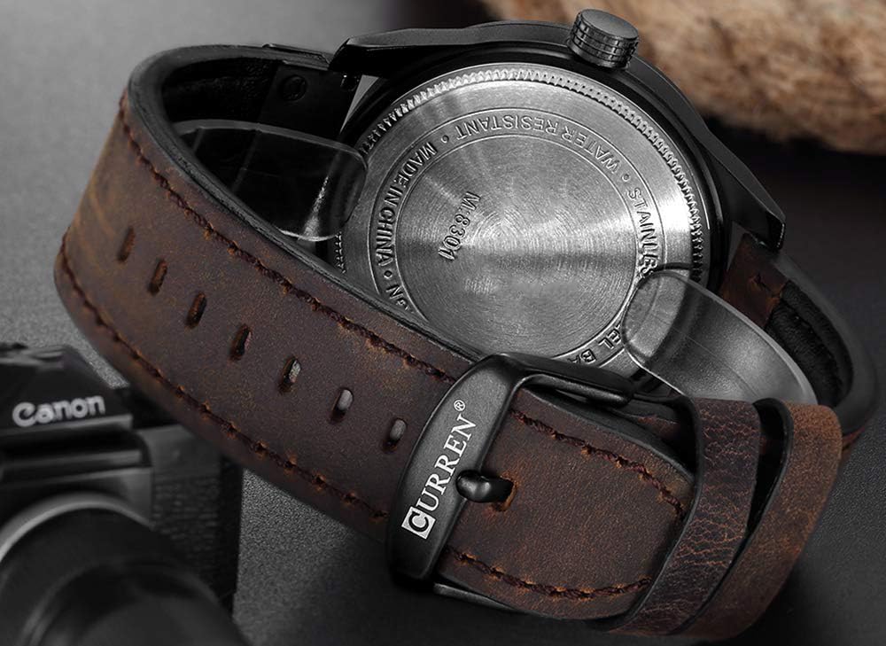 Foto 5 | Venta Internacional - Reloj Fanmis, Correa De Piel Para Hombre, Chapada En Negro, 30 M, Resistente Al Agua