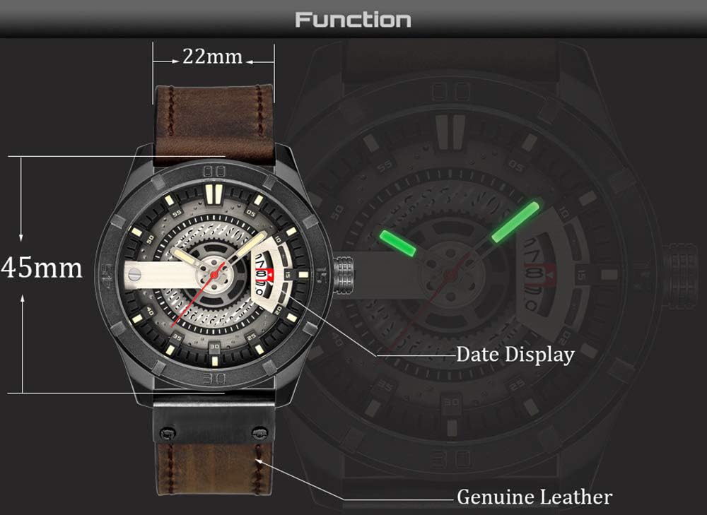 Foto 6 | Venta Internacional - Reloj Fanmis, Correa De Piel Para Hombre, Chapada En Negro, 30 M, Resistente Al Agua