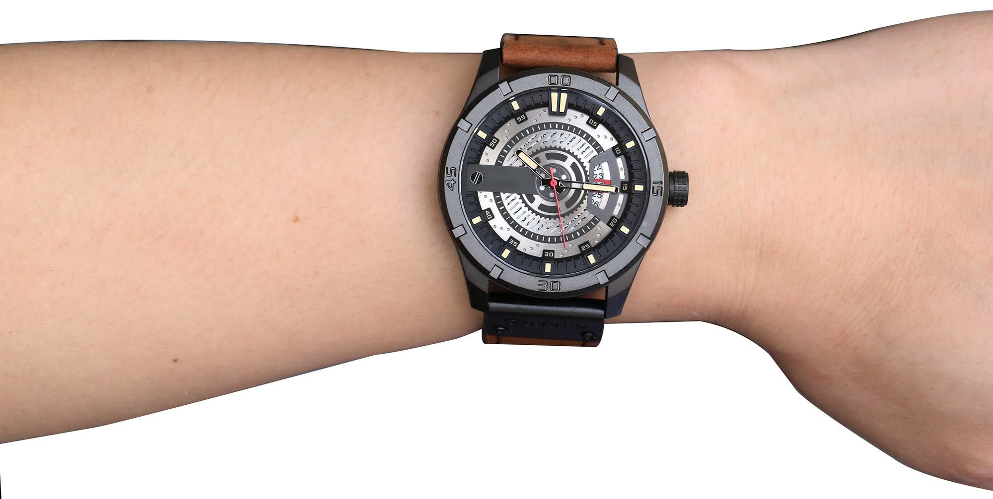 Foto 7 | Venta Internacional - Reloj Fanmis, Correa De Piel Para Hombre, Chapada En Negro, 30 M, Resistente Al Agua