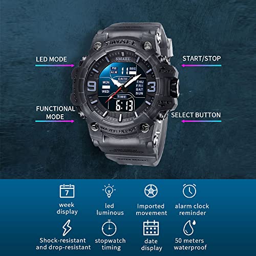 Foto 5 | Venta Internacional - Reloj Smael Cronómetro Deportivo Militar Multifunción para Hombre