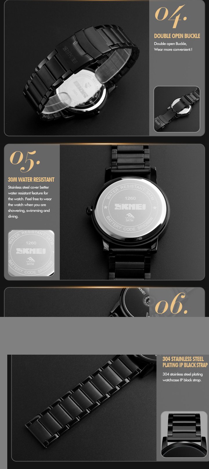 Foto 8 pulgar | Venta Internacional - Reloj Gosasa Quartz, Resistente Al Agua, 30 M, De Acero Completo Para Hombre