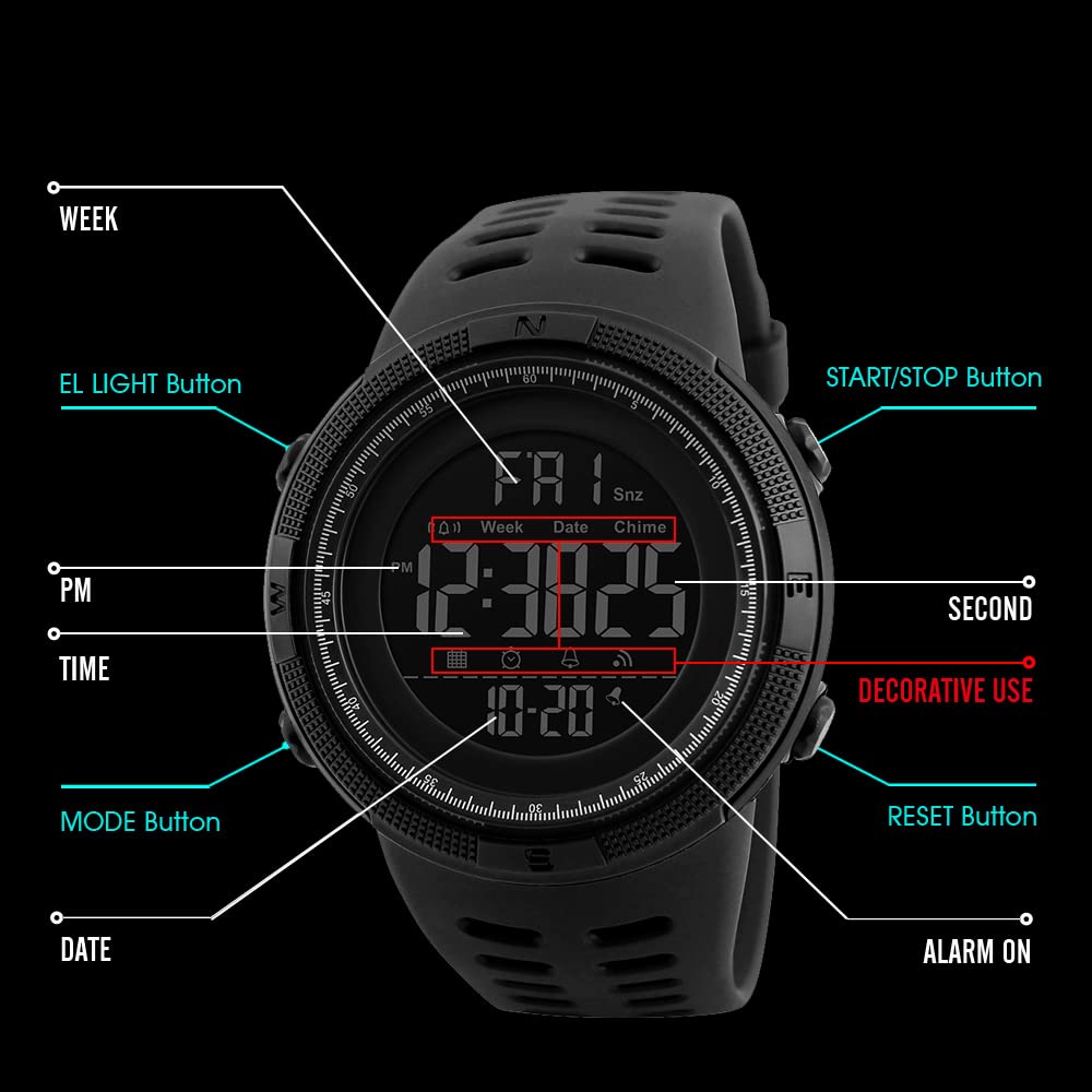 Foto 4 pulgar | Venta Internacional - Reloj Deportivo Digital Watch Pasnew Para Hombre, Resistente Al Agua, 50 M